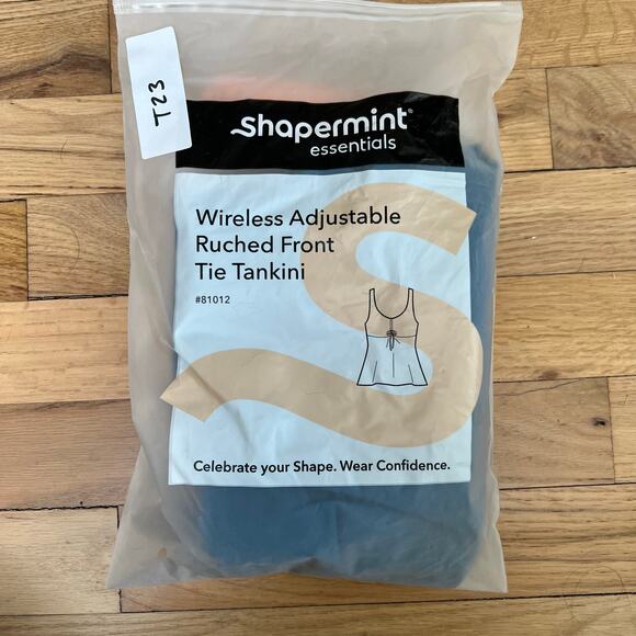 NEW Shapermint Women's L Wireless Adjustable Ruched Front Tie Tankini Teal Blue - Picture 10 of 10